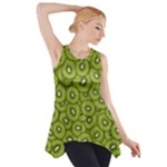 Kiwi Fruit Pattern Green Background Side Drop Tank Tunic