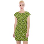 Kiwi Fruit Pattern Green Background Cap Sleeve Bodycon Dress