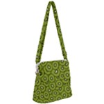 Kiwi Fruit Pattern Green Background Zipper Messenger Bag