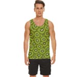 Kiwi Fruit Pattern Green Background Men s Wide Collar Tank Top