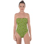 Kiwi Fruit Pattern Green Background Tie Back One Piece Swimsuit