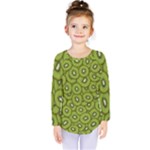 Kiwi Fruit Pattern Green Background Kids  Long Sleeve T-Shirt