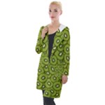 Kiwi Fruit Pattern Green Background Hooded Pocket Cardigan