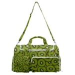 Kiwi Fruit Pattern Green Background Sports Gym Duffle Bag with Shoe Compartment