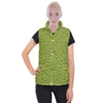 Kiwi Fruit Pattern Green Background Women s Button Up Vest