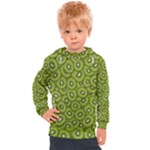 Kiwi Fruit Pattern Green Background Kids  Hooded Pullover