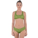 Kiwi Fruit Pattern Green Background Criss Cross Bikini Set