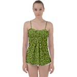 Kiwi Fruit Pattern Green Background Babydoll Tankini Top