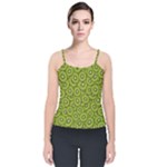 Kiwi Fruit Pattern Green Background Velvet Spaghetti Strap Top