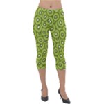 Kiwi Fruit Pattern Green Background Lightweight Velour Capri Leggings 