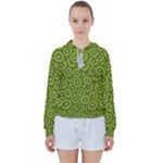 Kiwi Fruit Pattern Green Background Women s Tie Up Sweat