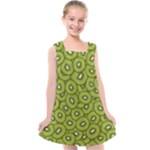 Kiwi Fruit Pattern Green Background Kids  Cross Back Dress