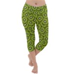 Kiwi Fruit Pattern Green Background Lightweight Velour Capri Yoga Leggings