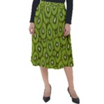 Kiwi Fruit Pattern Green Background Classic Velour Midi Skirt 