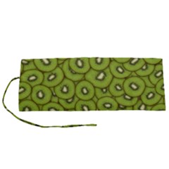 Kiwi Fruit Pattern Green Background Roll Up Canvas Pencil Holder (S) from ArtsNow.com