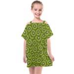 Kiwi Fruit Pattern Green Background Kids  One Piece Chiffon Dress