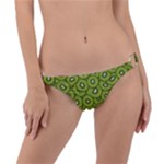 Kiwi Fruit Pattern Green Background Ring Detail Bikini Bottoms