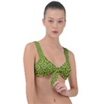 Kiwi Fruit Pattern Green Background Front Tie Bikini Top