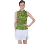 Kiwi Fruit Pattern Green Background Women s Sleeveless Polo T-Shirt