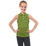 Kiwi Fruit Pattern Green Background Kids  Sleeveless Polo T-Shirt