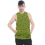 Kiwi Fruit Pattern Green Background Men s Sleeveless Hoodie