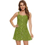 Kiwi Fruit Pattern Green Background Ruffle Edge Bra Cup Chiffon Mini Dress