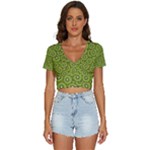 Kiwi Fruit Pattern Green Background V-Neck Crop Top