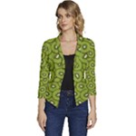 Kiwi Fruit Pattern Green Background Women s Casual 3/4 Sleeve Spring Jacket