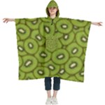 Kiwi Fruit Pattern Green Background Women s Hooded Rain Ponchos