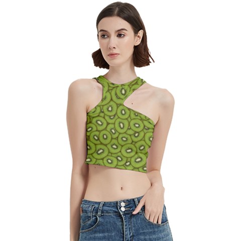 Kiwi Fruit Pattern Green Background Cut Out Top from ArtsNow.com