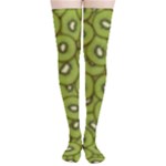 Kiwi Fruit Pattern Green Background Thigh High Stockings