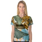 Monstera Palm Leaves Plants V-Neck Sport Mesh T-Shirt