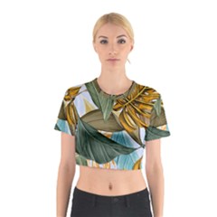 Monstera Palm Leaves Plants Cotton Crop Top from ArtsNow.com