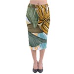 Monstera Palm Leaves Plants Midi Pencil Skirt