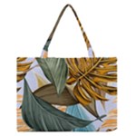 Monstera Palm Leaves Plants Zipper Medium Tote Bag