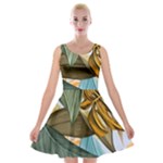 Monstera Palm Leaves Plants Velvet Skater Dress