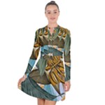 Monstera Palm Leaves Plants Long Sleeve Panel Dress