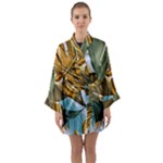 Monstera Palm Leaves Plants Long Sleeve Satin Kimono