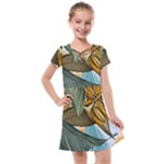 Monstera Palm Leaves Plants Kids  Cross Web Dress