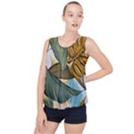 Monstera Palm Leaves Plants Bubble Hem Chiffon Tank Top