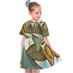 Monstera Palm Leaves Plants Kids  Sailor Dress