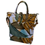 Monstera Palm Leaves Plants Buckle Top Tote Bag