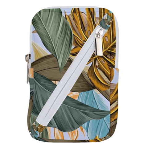 Monstera Palm Leaves Plants Belt Pouch Bag (Large) from ArtsNow.com