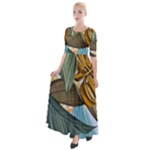 Monstera Palm Leaves Plants Half Sleeves Maxi Dress