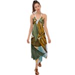 Monstera Palm Leaves Plants Halter Tie Back Dress 