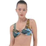 Monstera Palm Leaves Plants Ring Detail Bikini Top