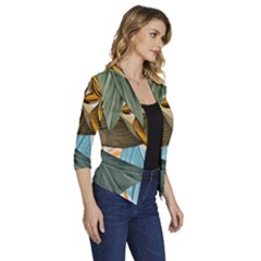 Women s Draped Front 3/4 Sleeve Shawl Collar Jacket 