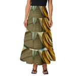 Monstera Palm Leaves Plants Tiered Ruffle Maxi Skirt