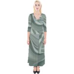 Silky Sage Abstract Elegant Print Design Quarter Sleeve Wrap Maxi Dress