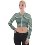 Silky Sage Abstract Elegant Print Design Long Sleeve Cropped Velvet Jacket